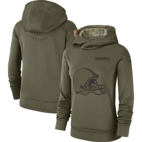 Women's Nike Cleveland Browns Olive Salute to Service Team Logo Performance Pullover Hoodie