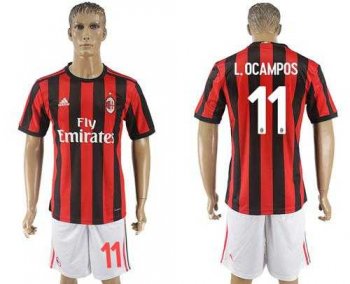 AC Milan #11 L.OCAMPOS Home Soccer Club Jersey