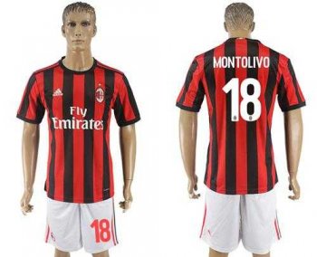 AC Milan #18 Montolivo Home Soccer Club Jersey