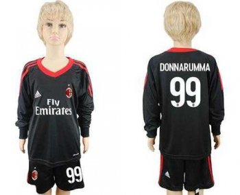 AC Milan #99 Donnarumma Black Goalkeeper Long Sleeves Kid Soccer Club Jersey