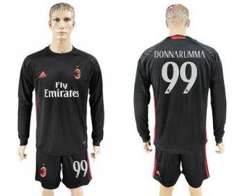 AC Milan #99 Donnarumma Black Goalkeeper Long Sleeves Soccer Club Jersey