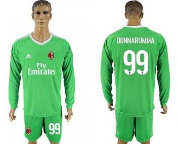 AC Milan #99 Donnarumma Green Goalkeeper Long Sleeves Soccer Club Jersey