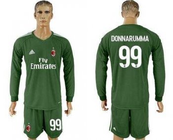 AC Milan #99 Donnarumma Green Goalkeeper Long Sleeves Soccer Club Jersey