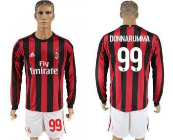 AC Milan #99 Donnarumma Home Long Sleeves Soccer Club Jersey