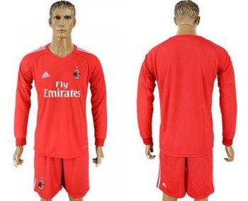 AC Milan Blank Red Goalkeeper Long Sleeves Soccer Club Jersey