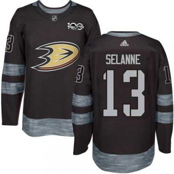 Adidas Anaheim Ducks #13 Teemu Selanne Black 1917-2017 100th Anniversary Stitched NHL