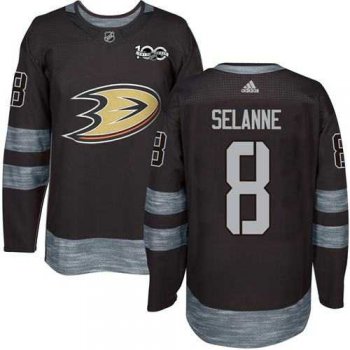 Adidas Anaheim Ducks #8 Teemu Selanne Black 1917-2017 100th Anniversary Stitched NHL