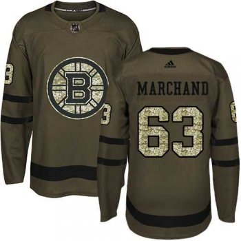 Adidas Boston Bruins #63 Brad Marchand Green Salute to Service Stitched NHL Jersey