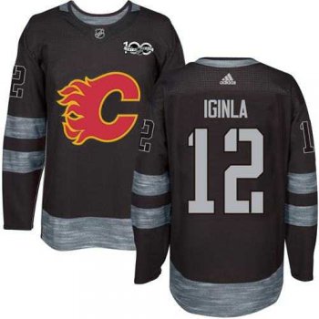 Adidas Calgary Flames #12 Jarome Iginla Black 1917-2017 100th Anniversary Stitched NHL