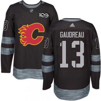 Adidas Calgary Flames #13 Johnny Gaudreau Black 1917-2017 100th Anniversary Stitched NHL