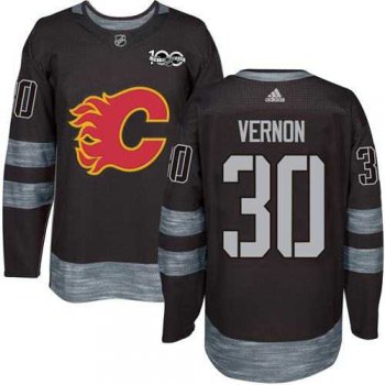 Adidas Calgary Flames #30 Mike Vernon Black 1917-2017 100th Anniversary Stitched NHL