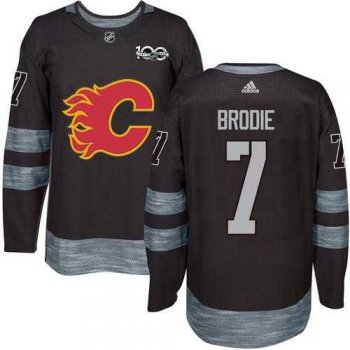 Adidas Calgary Flames #7 TJ Brodie Black 1917-2017 100th Anniversary Stitched NHL