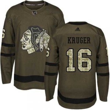 Adidas Chicago Blackhawks #16 Marcus Kruger Green Salute to Service Stitched NHL