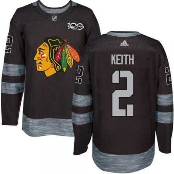 Adidas Chicago Blackhawks #2 Duncan Keith Black 1917-2017 100th Anniversary Stitched NHL