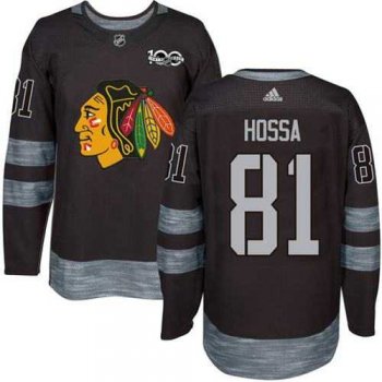 Adidas Chicago Blackhawks #81 Marian Hossa Black 1917-2017 100th Anniversary Stitched NHL