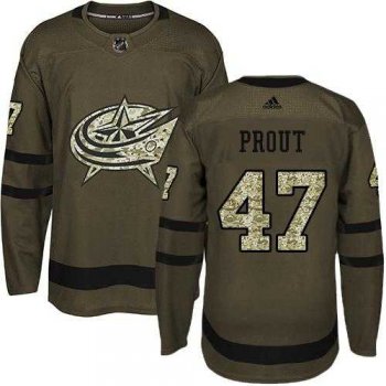 Adidas Columbus Blue Jackets #47 Dalton Prout Green Salute to Service Stitched NHL