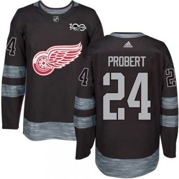 Adidas Detroit Red Wings #24 Bob Probert Black 1917-2017 100th Anniversary Stitched NHL