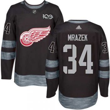 Adidas Detroit Red Wings #34 Petr Mrazek Black 1917-2017 100th Anniversary Stitched NHL