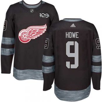 Adidas Detroit Red Wings #9 Gordie Howe Black 1917-2017 100th Anniversary Stitched NHL