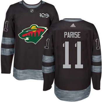 Adidas Minnesota Wild #11 Zach Parise Black 1917-2017 100th Anniversary Stitched NHL