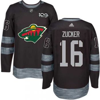 Adidas Minnesota Wild #16 Jason Zucker Black 1917-2017 100th Anniversary Stitched NHL