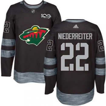 Adidas Minnesota Wild #22 Nino Niederreiter Black 1917-2017 100th Anniversary Stitched NHL