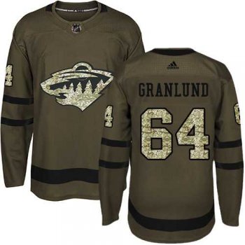 Adidas Minnesota Wild #64 Mikael Granlund Green Salute to Service Stitched NHL Jersey