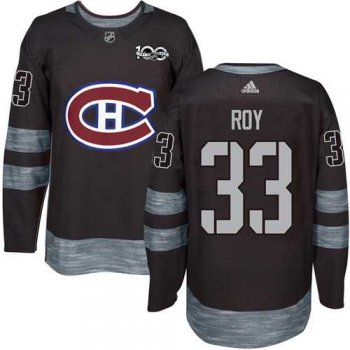 Adidas Montreal Canadiens #33 Patrick Roy Black 1917-2017 100th Anniversary Stitched NHL