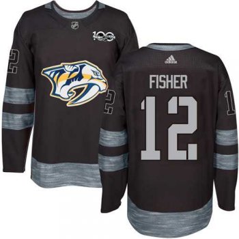 Adidas Nashville Predators #12 Mike Fisher Black 1917-2017 100th Anniversary Stitched NHL