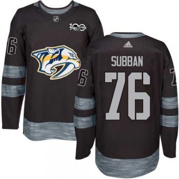 Adidas Nashville Predators #76 P.K Subban Black 1917-2017 100th Anniversary Stitched NHL