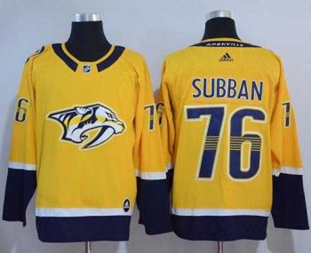 Adidas Nashville Predators #76 P.K Subban Gold Home Authentic Stitched NHL Jersey