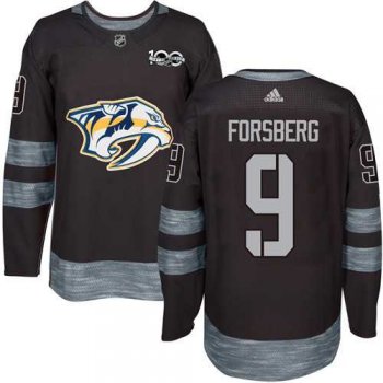 Adidas Nashville Predators #9 Filip Forsberg Black 1917-2017 100th Anniversary Stitched NHL