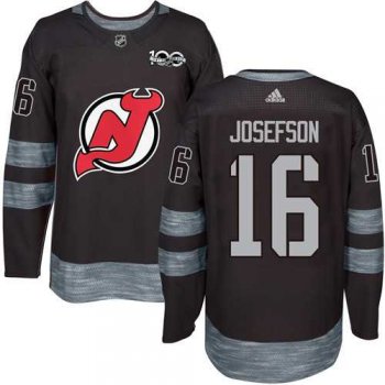 Adidas New Jersey Devils #16 Jacob Josefson Black 1917-2017 100th Anniversary Stitched NHL