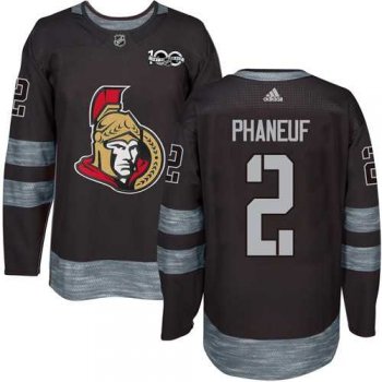 Adidas Ottawa Senators #2 Dion Phaneuf Black 1917-2017 100th Anniversary Stitched NHL