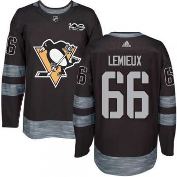 Adidas Pittsburgh Penguins #66 Mario Lemieux Black 1917-2017 100th Anniversary Stitched NHL