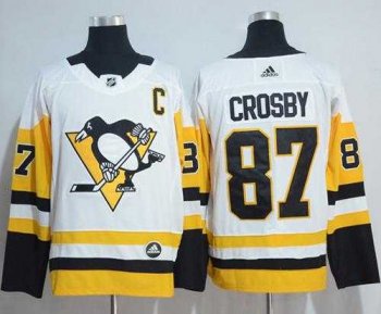 Adidas Pittsburgh Penguins #87 Sidney Crosby White Road Authentic Stitched NHL Jersey