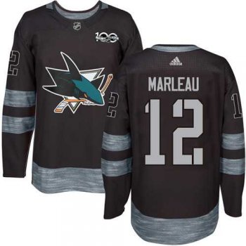 Adidas San Jose Sharks #12 Patrick Marleau Black 1917-2017 100th Anniversary Stitched NHL