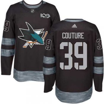 Adidas San Jose Sharks #39 Logan Couture Black 1917-2017 100th Anniversary Stitched NHL