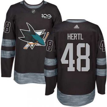 Adidas San Jose Sharks #48 Tomas Hertl Black 1917-2017 100th Anniversary Stitched NHL