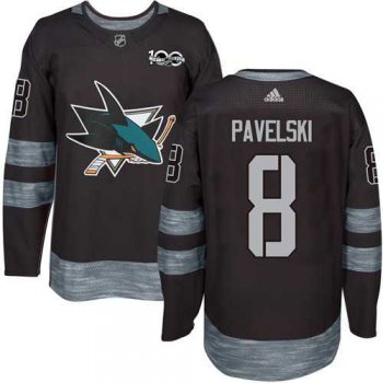 Adidas San Jose Sharks #8 Joe Pavelski Black 1917-2017 100th Anniversary Stitched NHL