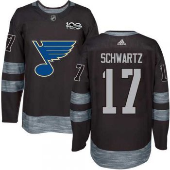 Adidas St. Louis Blues #17 Jaden Schwartz Black 1917-2017 100th Anniversary Stitched NHL