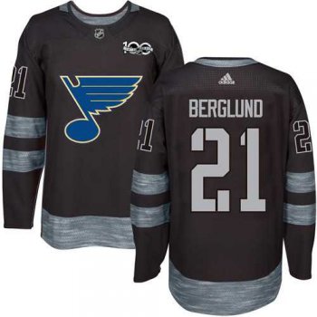 Adidas St. Louis Blues #21 Patrik Berglund Black 1917-2017 100th Anniversary Stitched NHL