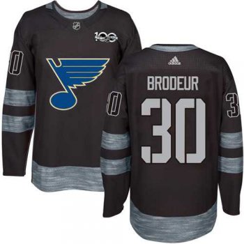 Adidas St. Louis Blues #30 Martin Brodeur Black 1917-2017 100th Anniversary Stitched NHL