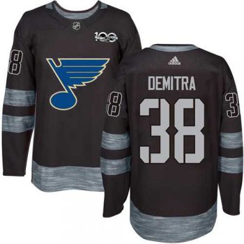 Adidas St. Louis Blues #38 Pavol Demitra Black 1917-2017 100th Anniversary Stitched NHL