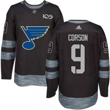 Adidas St. Louis Blues #9 Shayne Corson Black 1917-2017 100th Anniversary Stitched NHL