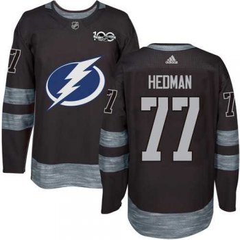 Adidas Tampa Bay Lightning #77 Victor Hedman Black 1917-2017 100th Anniversary Stitched NHL