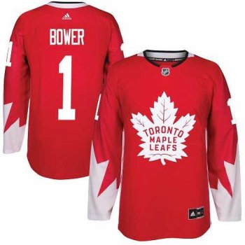 Adidas Toronto Maple Leafs #1 Johnny Bower Red Team Canada Authentic Stitched NHL