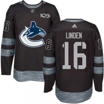 Adidas Vancouver Canucks #16 Trevor Linden Black 1917-2017 100th Anniversary Stitched NHL