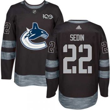 Adidas Vancouver Canucks #22 Daniel Sedin Black 1917-2017 100th Anniversary Stitched NHL