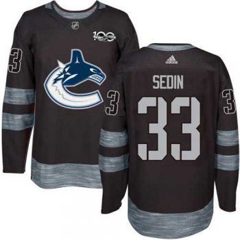 Adidas Vancouver Canucks #33 Henrik Sedin Black 1917-2017 100th Anniversary Stitched NHL